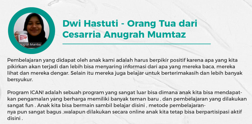 Testimoni dari Dwi Hastuti tentang Kursus Online I Can!